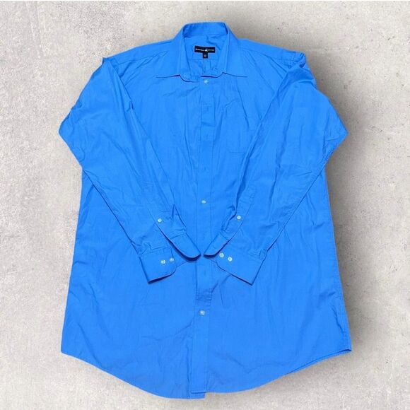 Polo Club Shirt Mens Size XL 17 1/2  Beverly Hills Blue Button Down Shirt Long - Picture 1 of 4